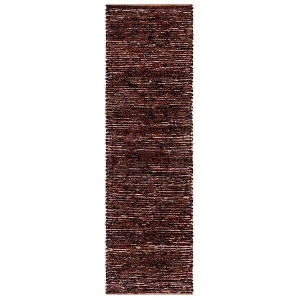 Montauk 2 ft. x 8 ft. Rust/Black Modern Abstract Distressed Runner Rug
