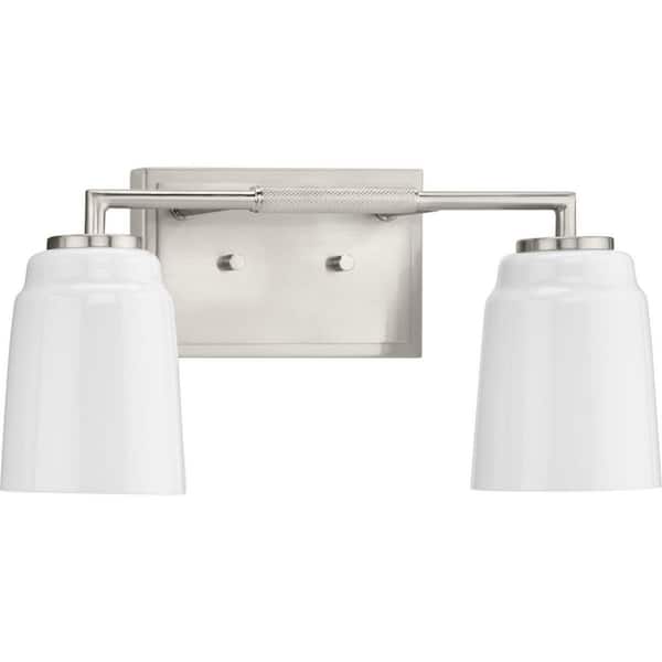 Progress Lighting Spenser Collection 2-Light Brushed Nickel Industrial Vanity Light