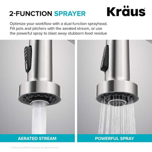 KRAUS Pull-Down Kitchen Faucet in Brushed Brass & Matte Black