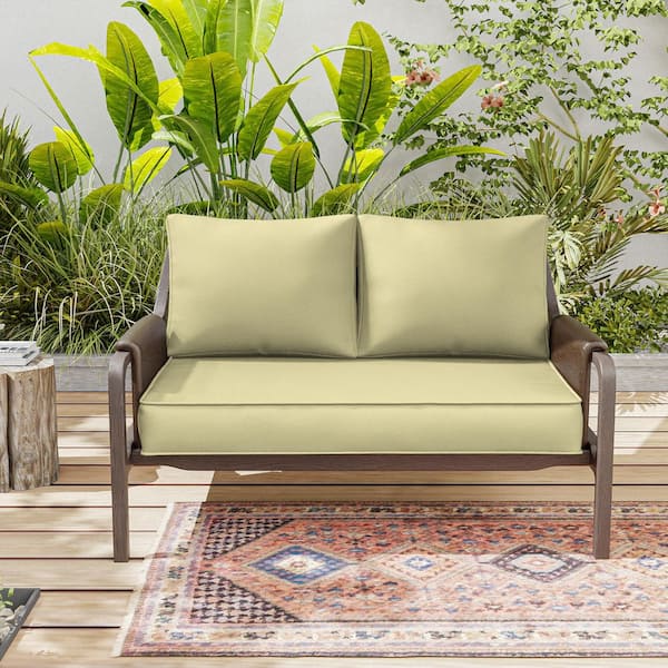46 in. x 26 in. Outdoor Patio Replacement Loveseat Cushion Set with Backrest Light Yellow