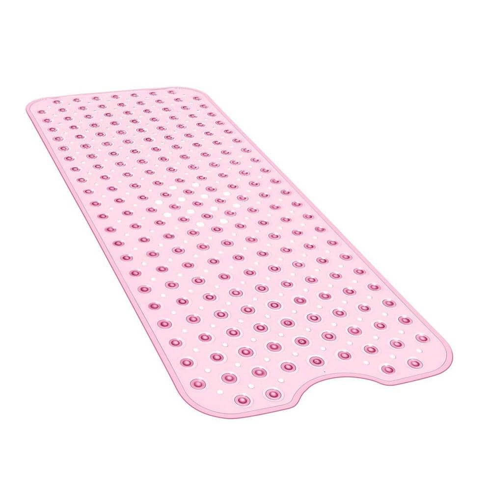 16 in. x 40 in. Non-Slip Bathtub Mat with Suction Cups and Drain Holes in L