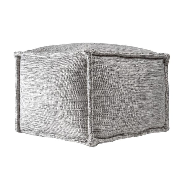 nuLOOM Sofia Casual Solid Indoor/Outdoor Filled Ottoman Gray Square Pouf