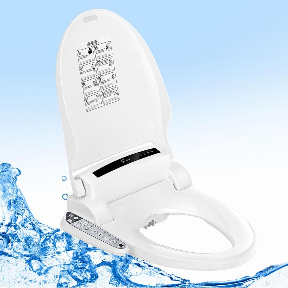 Glossy White Electric Elongated Bidet Toilet Seat
