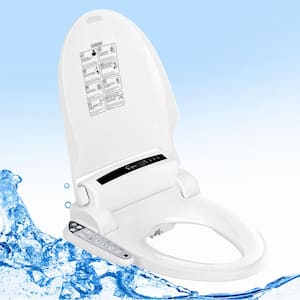 Electric Bidet Seat for Elongated Toilets in White with Fusion Heating Technology