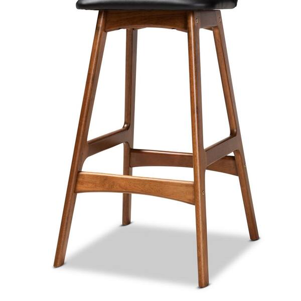 Baxton Studio Darrin 29.9 in. Black and Walnut Brown Bar Stool