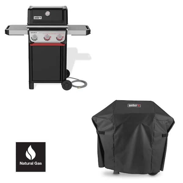 Spirit E-325 3-Burner Natural Gas Grill in Black with Sear Zone and Grill Cover