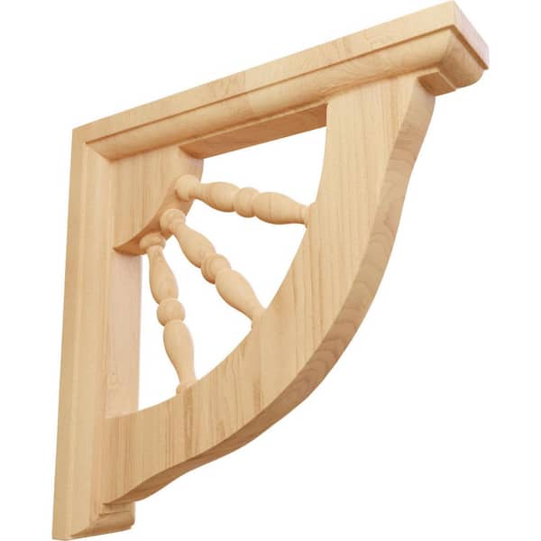 Ekena Millwork 1-1/2 in. x 7 in. x 7 in. Red Oak Andrea Wagon Wheel Bracket