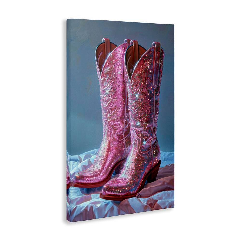 Stupell Industries Dazzling Pink Glam Cowgirl Boots by LSR Creative ...
