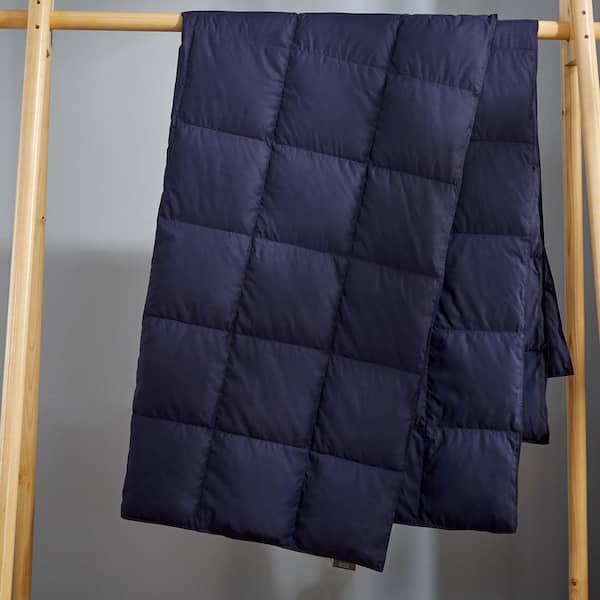 Puredown Packable Down 50 in. x 70 in. Indigo Throw Blanket