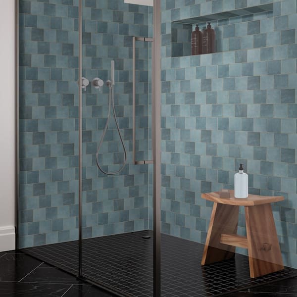 Lakeview Denim Bullnose 3 in. x 12 in. Glossy Ceramic Wall Tile (10 lin. ft./Case)