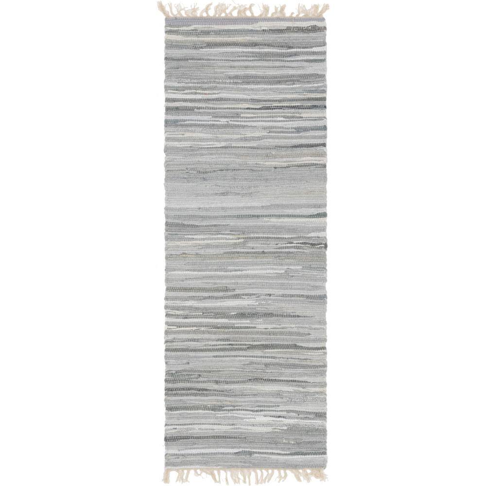 Handmade Gray Stripe Cotton Reversible Runner Rug