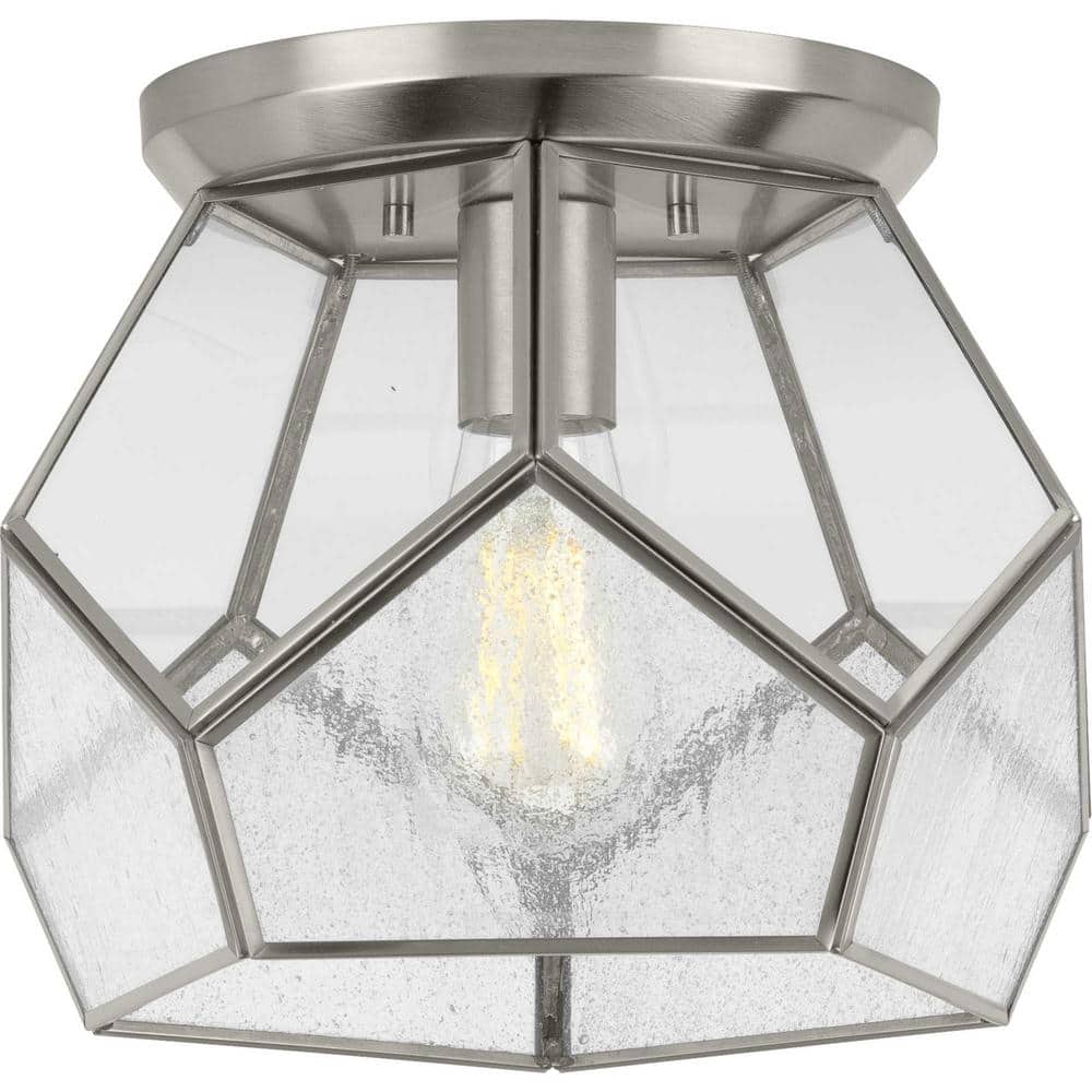 Cinq Brushed Nickel and Glass Geometric Flush Mount Light