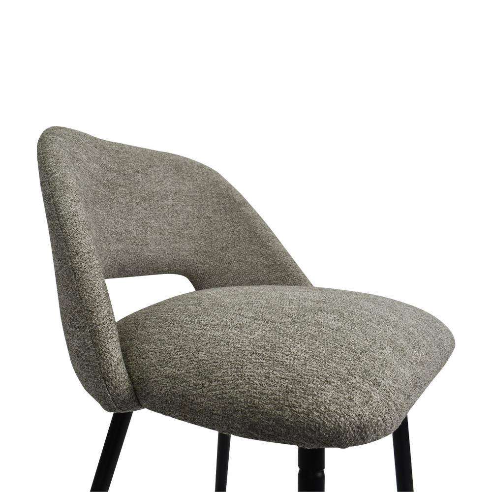 Light Gray Upholstered Counter Height Stools with Black Metal Frame, Set of 2