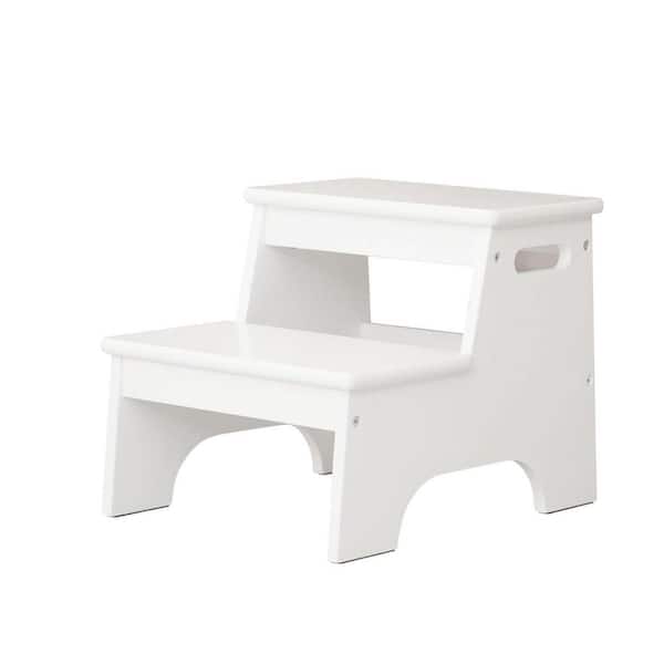 1 ft. Reach Wood Toddler Step Stool Bathroom Sink Toilet Potty Training Small Child 2-Stepping Stool with Handle