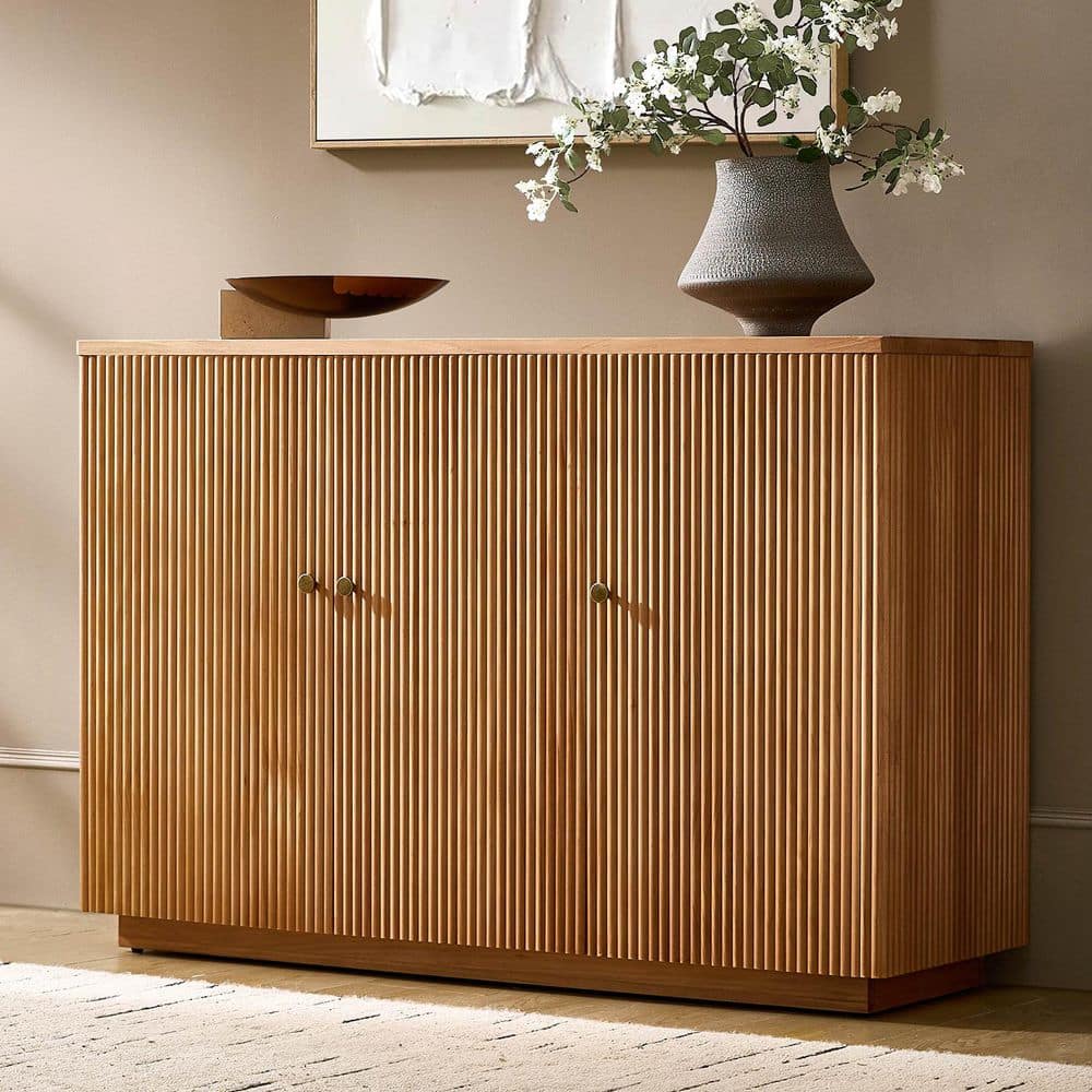 JAYDEN CREATION Lucy Teak 48 in. Wide 3 door Wood Sideboard with