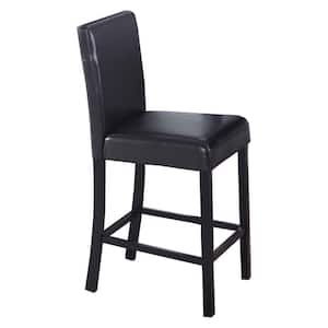 Haskel 39 in. H Black Faux Leather Counter Height Stools (Set of 2)