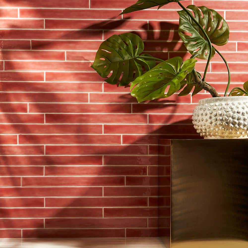 Charlotte Polished Pink Ceramic Subway Wall Tile 2" x 20"