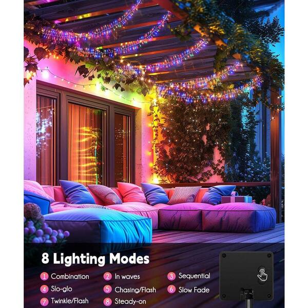 Multicolor 19. 6Ft 240 LED Solar Fairy Lights Outdoor Waterproof