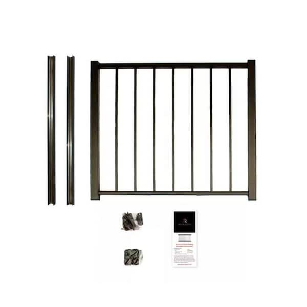 Aria Railing 42 in. x 48 in. Black Powder Coated Aluminum Preassembled Deck Gate Kit