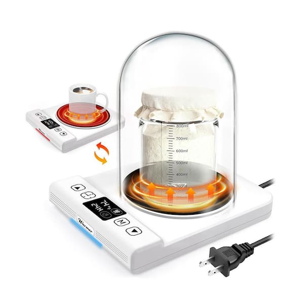 2-in-1 Sourdough Starter Heating Mat with Glass Dome and Coffee Mug Warmer Dual Mode Precise Thermostat Control