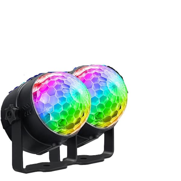 Disco Ball Party Light Sound Activated DJ Light with Remote RGB Strobe Lamp LED Stage Party Light for Home Karaoke Black