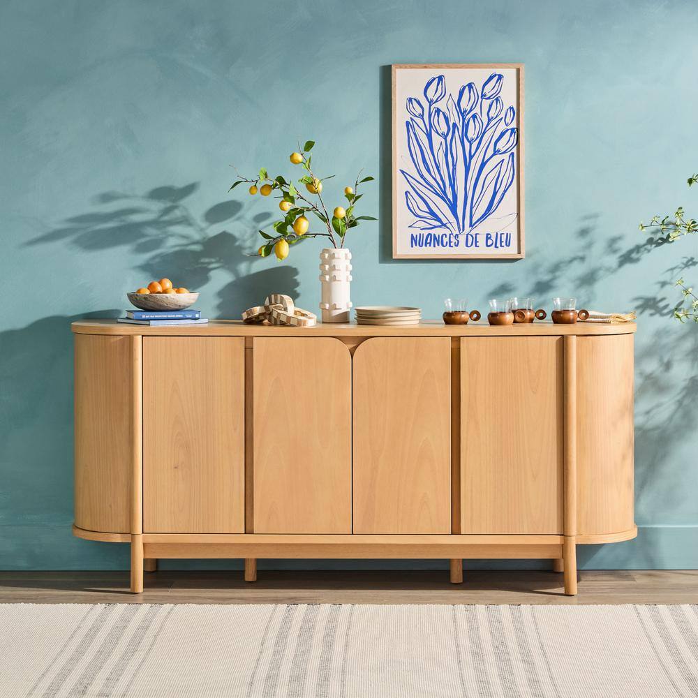 Walker Edison Furniture Company Modern Natural MDF 70 in Walker Edison Furniture Company Modern Natural MDF 70 in