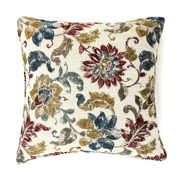 Flora Multicolored Floral Polyester 22 in. x 22 in. Throw Pillow