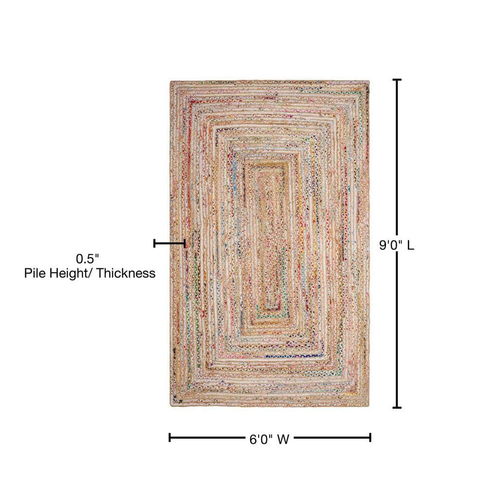 Boho-Chic Cape Cod Hand-Knotted Cotton Area Rug, 6' x 9', Beige/Multi