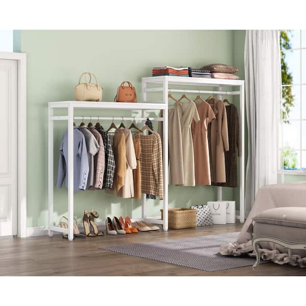 BYBLIGHT Carmalita Brown Garment Rack with 2 Fabric Drawers, Freestanding Closet  Organizer with Shelves and 3 Hanging Rods BB-C0621GX - The Home Depot