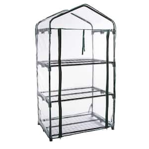 3-Tier 19 in. D. x 27 in. W. x 52 in. H Portable Rolling Greenhouse with Clear Cover