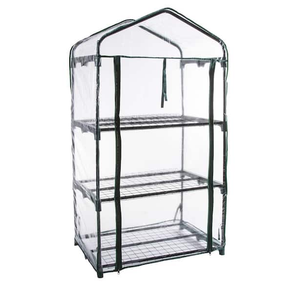 GENESIS 3-Tier 19 in. D. x 27 in. W. x 52 in. H Portable Rolling Greenhouse with Clear Cover