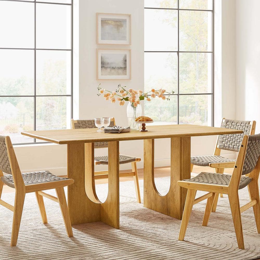 Rivian 70" Oak Mango Wood Mid-century Modern Dining Table