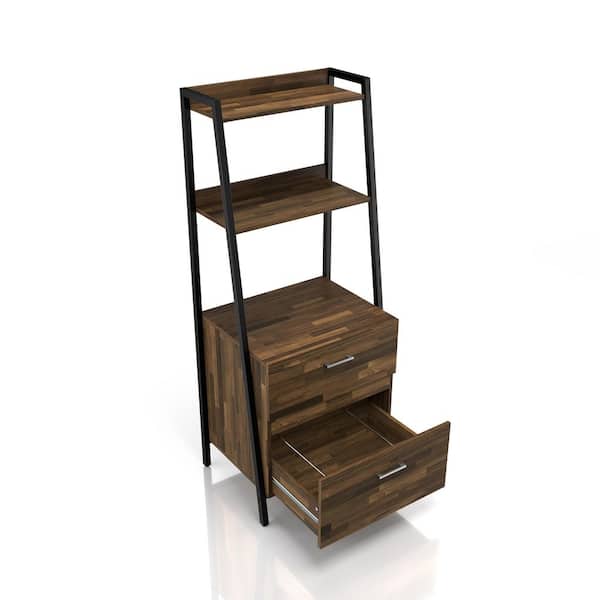 Furniture of America Shayfield Light Hickory Bookcase File Cabinet with 2-Drawers