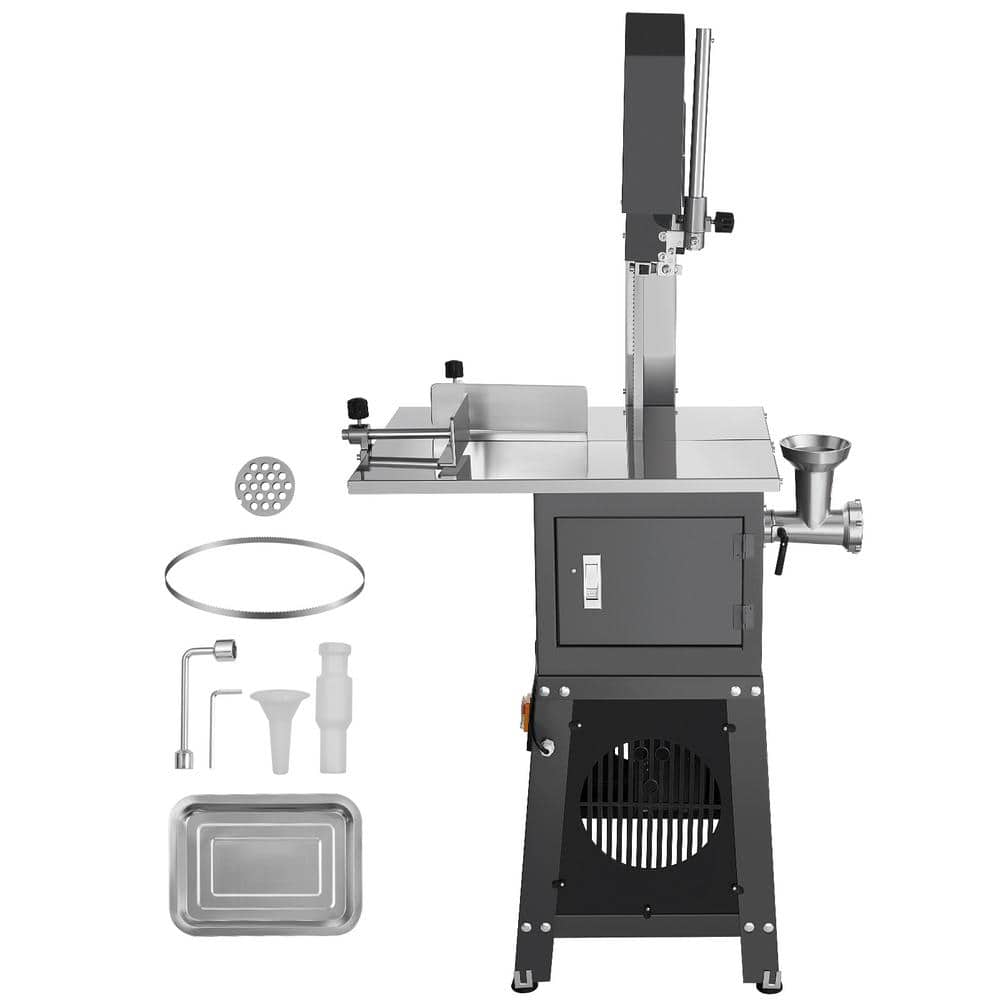 850 W Electric Meat Bandsaw, 7.09 in. Cutting Thickness, Stainless Steel Bone Saw in Gray, 19.1 in. x 15 in. Workbench