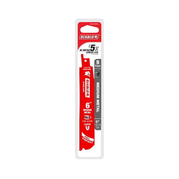 6 in. 14/18 TPI Steel Demon Medium Metal Cutting Reciprocating Saw Blade (5-Pack) 6 in. 14/18 TPI Steel Demon Medium Metal Cutting Reciprocating Saw Blade (5-Pack)