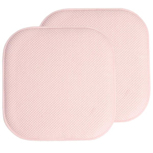 Sweet Home Collection Honeycomb Memory Foam Square 16 in. x 16 in. Non-Slip Indoor/Outdoor Chair Seat Cushion, Pink (2-Pack)