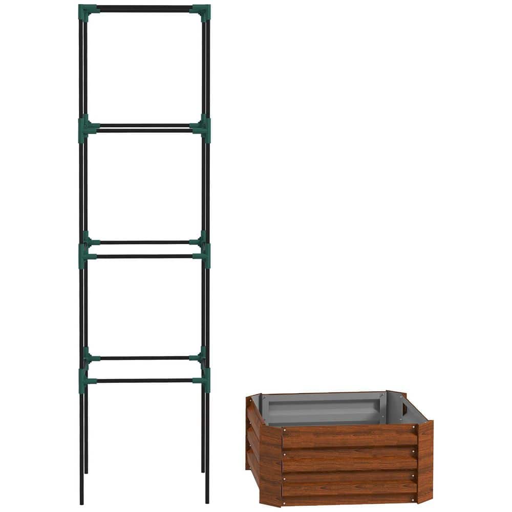 24 in. x 24 in. x 73.5 in. Steel Galvanized Planter Box, Raised Garden Bed with Tomato Cage for Climbing Vines, Brown. price history on PriceWatchPro