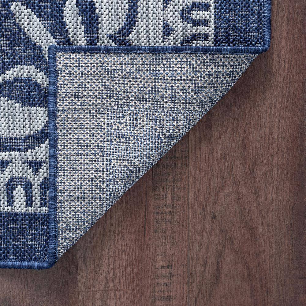 Navy Floral Synthetic 5' x 7' Rectangular Outdoor Rug
