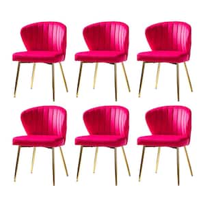 Olinto Fuchsia Side Chair with Metal Legs Set of 6