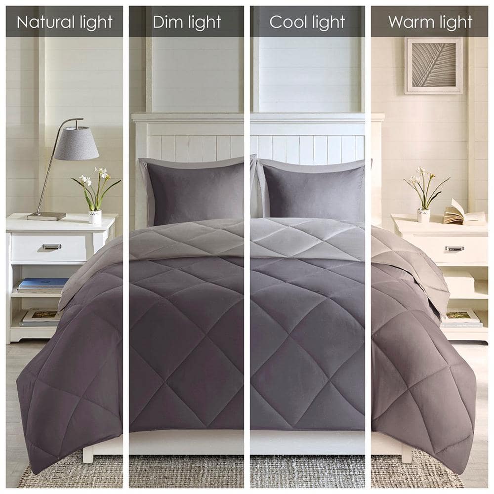Twin Charcoal/Grey Reversible Down Alternative Comforter Set