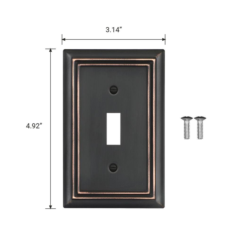 Sleeklighting 4 Pack Beveled Oil Rubbed Bronze Outlet Covers | 1 Gang Toggle