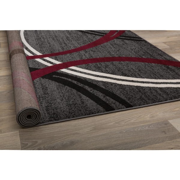Modern Abstract Circles Red 2 ft. x 7 ft. 2 in. Indoor Runner Rug