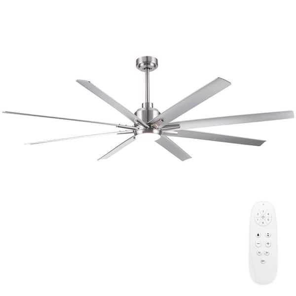 Coastal 72 in. Indoor Brushed Nickel Large Windmill Integrated LED Ceiling Fans with Light and ABS Blades