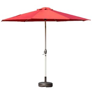 10 ft. Aluminum Market Tilt Patio Umbrella in Brick Red Finish Outdoor Table Umbrella with Push Button Tilt and Crank