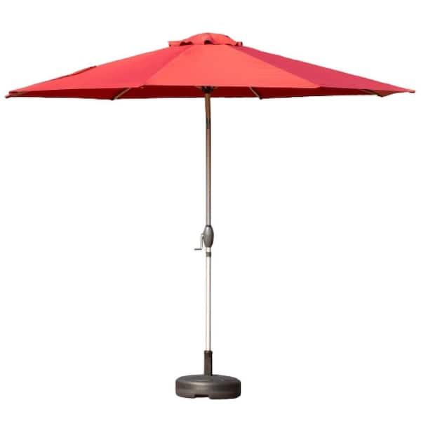 Misopily 10 ft. Aluminum Market Tilt Patio Umbrella in Brick Red Finish Outdoor Table Umbrella with Push Button Tilt and Crank
