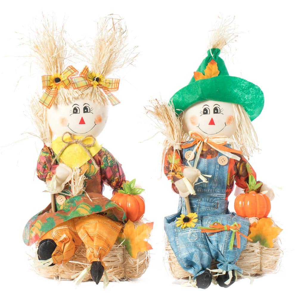 Gardenised Garden Scarecrows Boy and Girl (Set of 2) QI003720 - The Home  Depot
