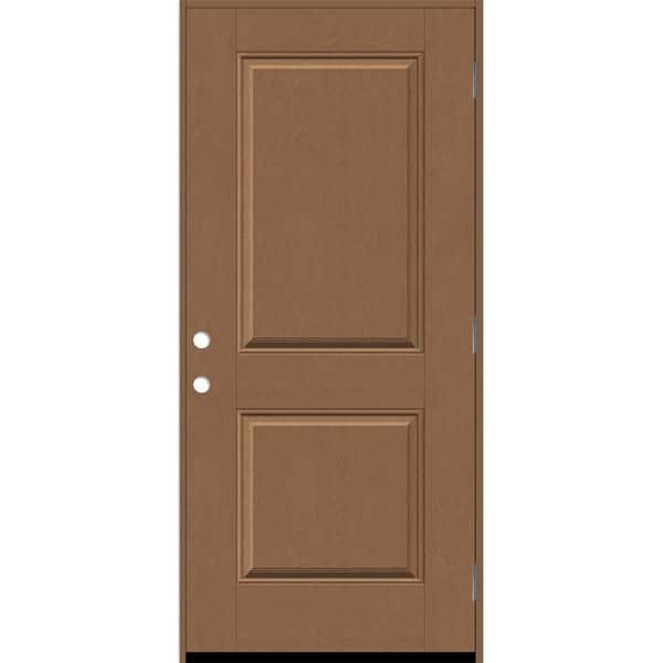 Steves & Sons Regency 36 in. x 80 in. 2P Square Top LHOS Autumn Wheat Stain Fiberglass Prehung Front Door with 4-9/16 Jamb