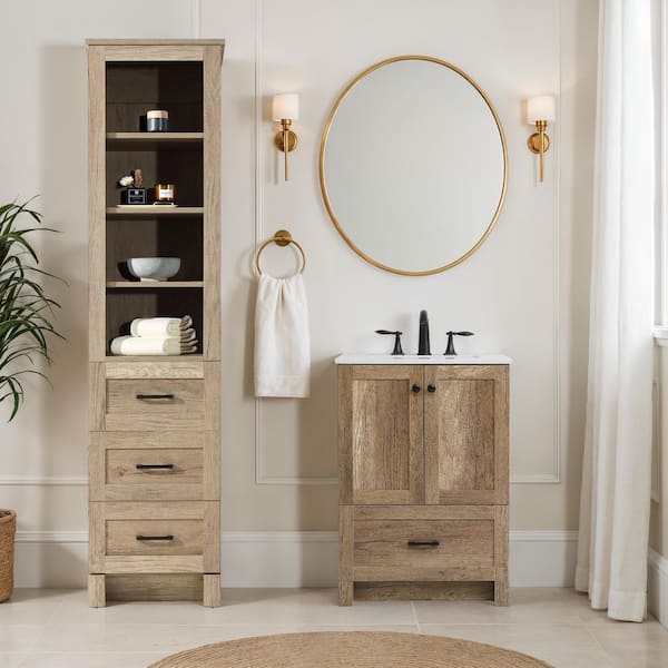 TIMELESS HOME 16 in. W x 18 in. D x 65 in. H Beige Freestanding