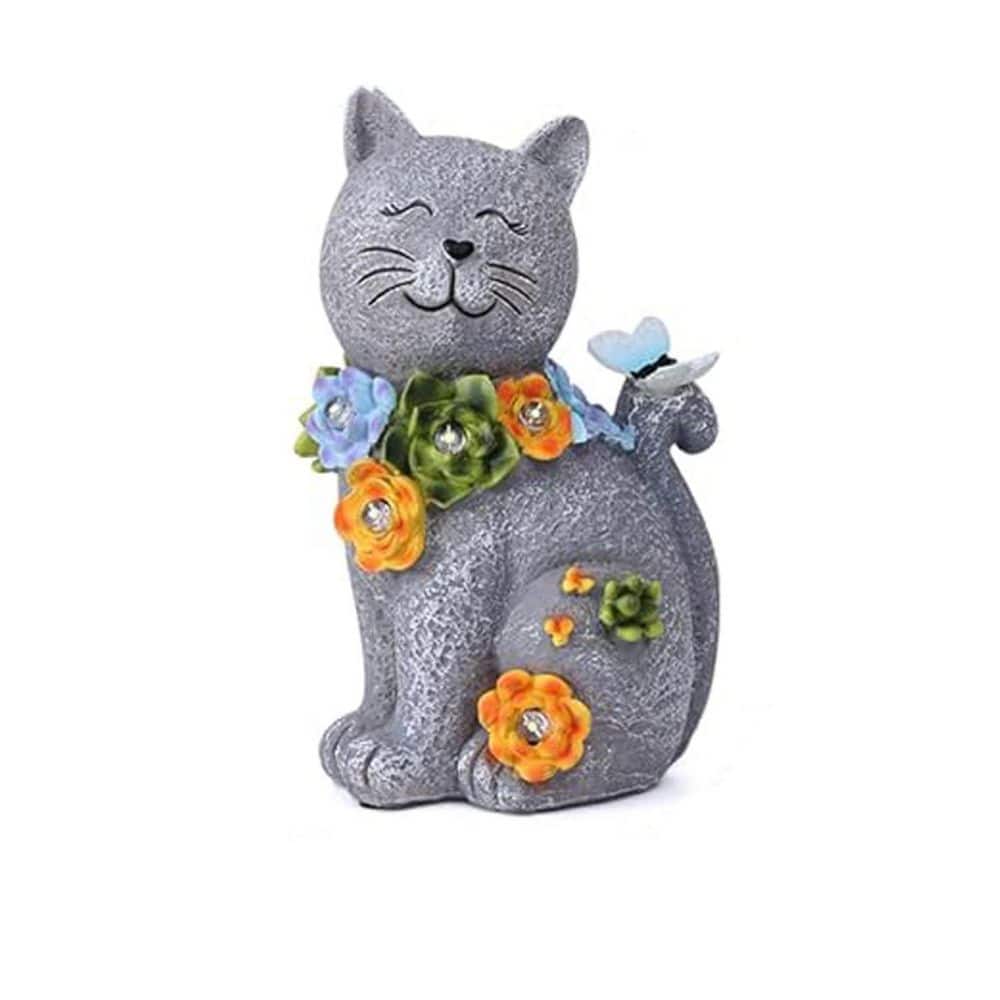 Solar Cat Garden Statues L0D3YFDSF4 - The Home Depot