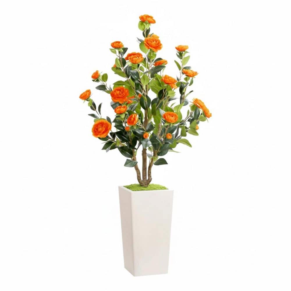4 ft. Artificial Camellia Tree in Pot, Realistic Fake Flower Plant for Home Office Decor price history on PriceWatchPro